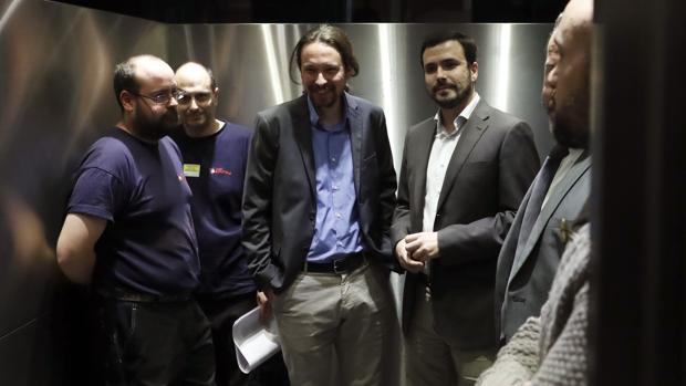 Pablo Iglesias, junto a Alberto Garzón