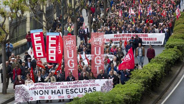 Manifestación de Comisiones y UGT en La Coruña
