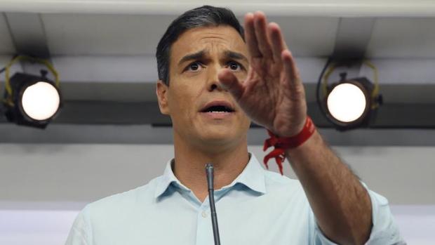 El ex secretario general del PSOE y candidato a la reelección, Pedro Sánchez, durante su comparecencia tras el debate en el que los tres candidatos a la Secretaría General del partido