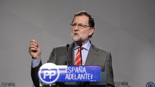 Rajoy, ayer, en Génova