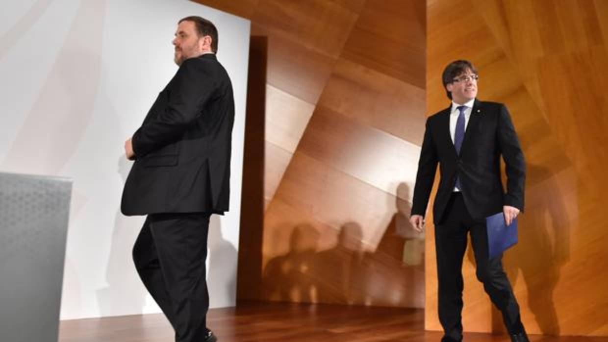 Junqueras y Puigdemont, el pasado lunes en Madrid