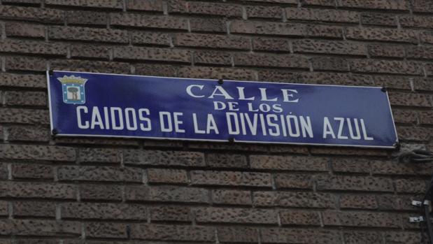 Placa de la calle de los Caidos de la División Azul
