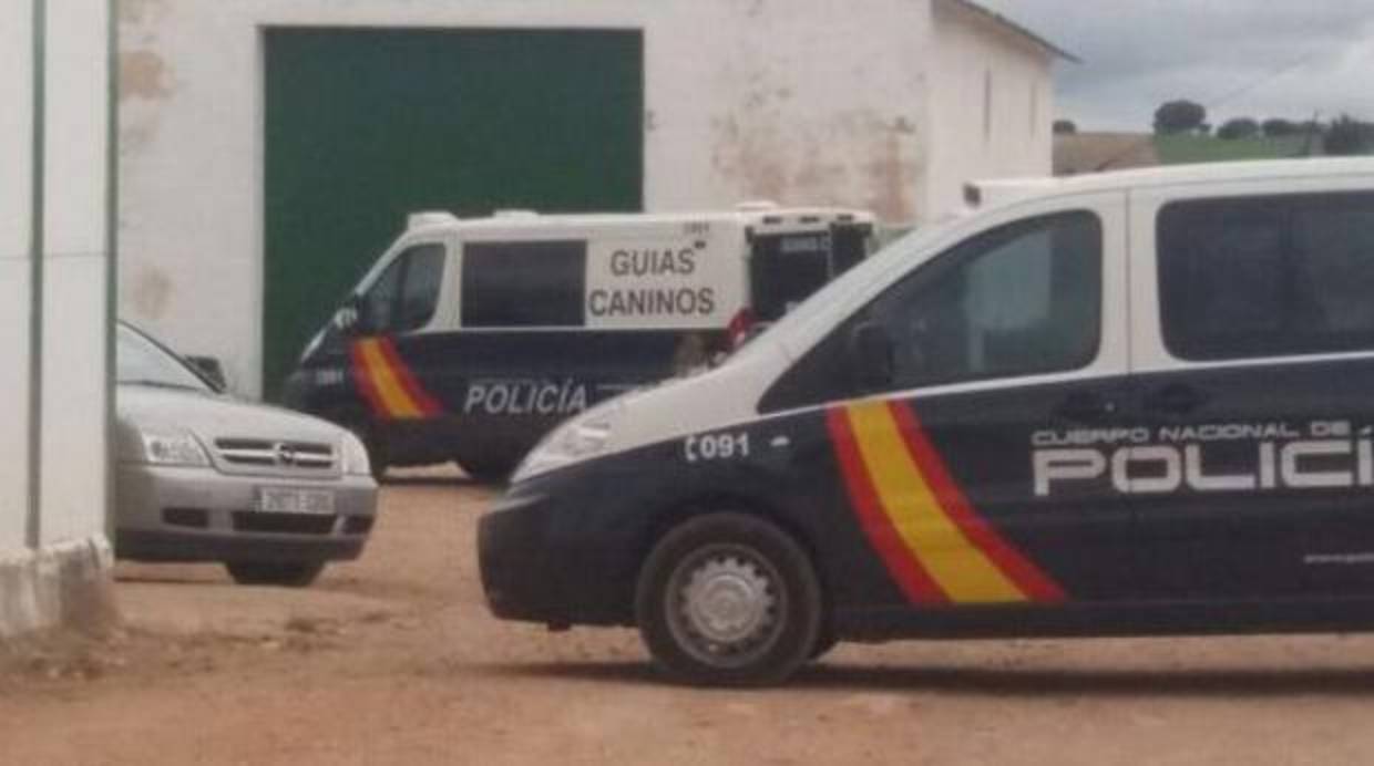 Furgonetas de la Policía Nacional investigan los restos encontrados