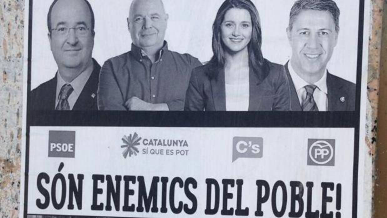 Cartel señalando a los líderes del pSC, CSQP, Cs y PP