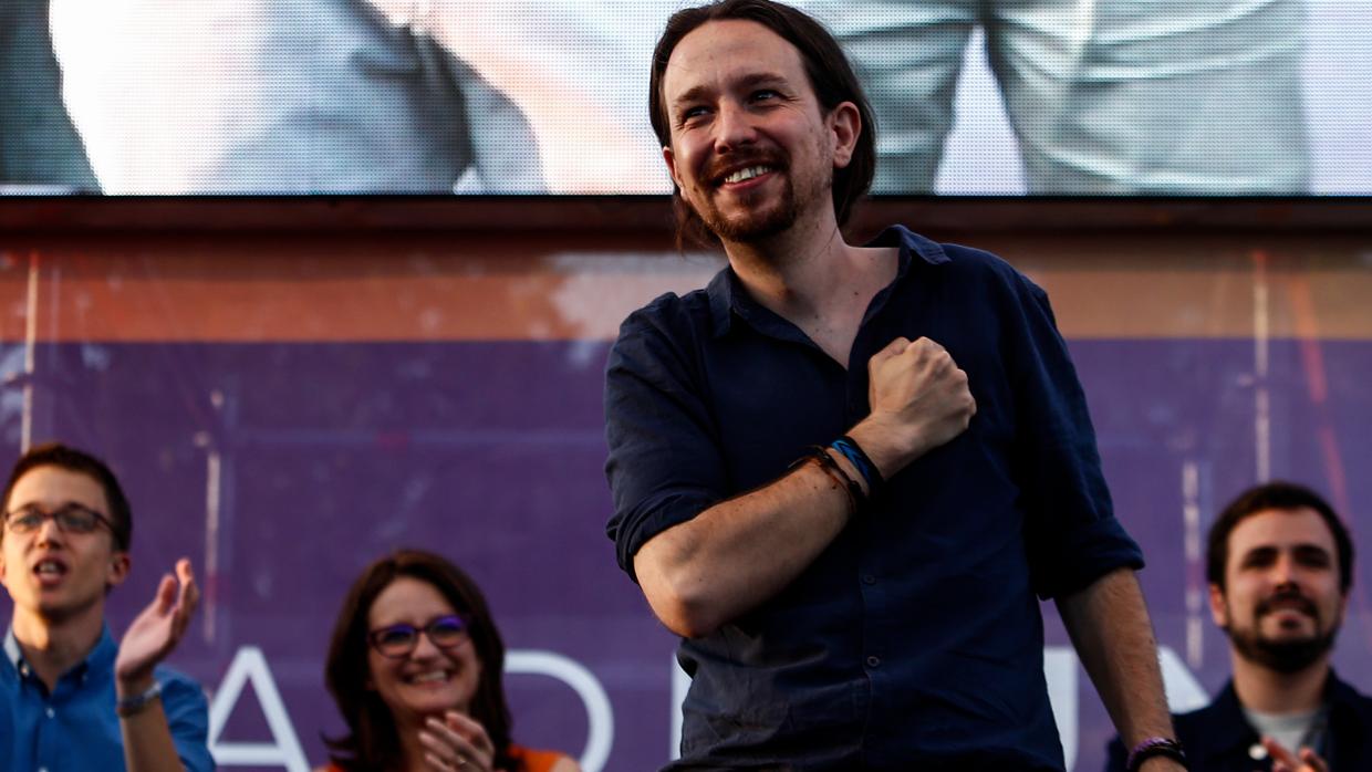 Pablo Iglesias, en un mitin de Unidos Podemos en la campaña del 26-J