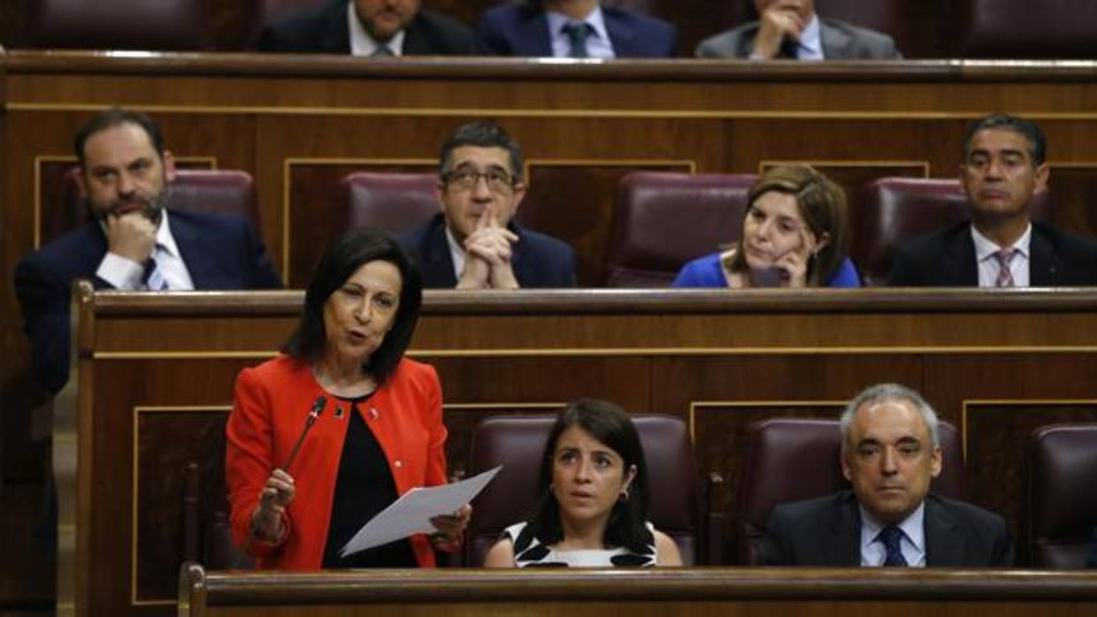 Margarita Robles ayer en su debut como portavoz del PSOE en el Congreso