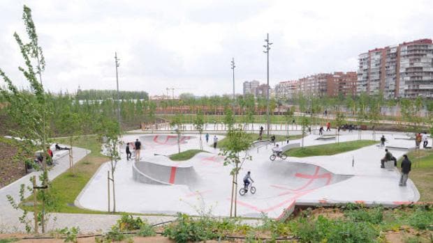 El parque de skate en una zona de Madrid Río
