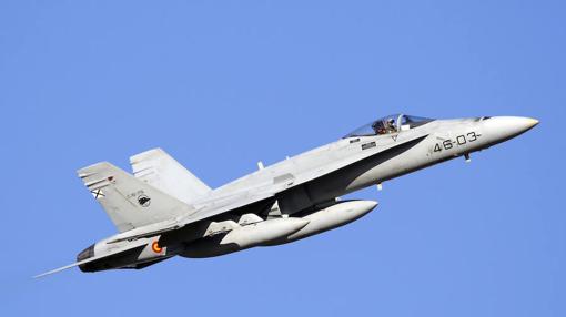 Un F-18 Hornet, modelo americano adquirido por España bajo el Programa Faca