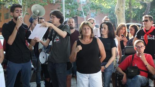 Los miembros de la Unión de Actores, en la protesta de ayer