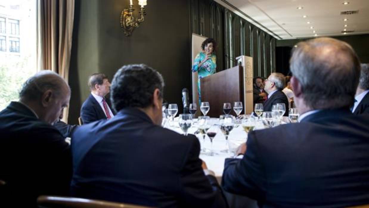 Montserrat, durante su intervención de este mediodía en Barcelona