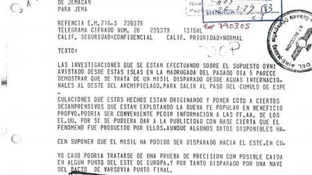 Documento desclasificado que apuntaba en 1976 que era un misil