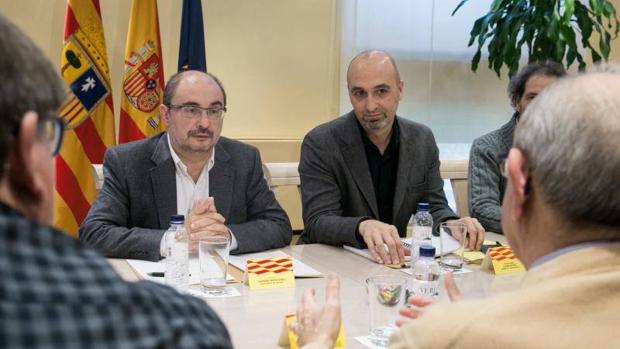 El presidente aragonés Javier Lambán reunido con asociaciones de la Memoria Histórica