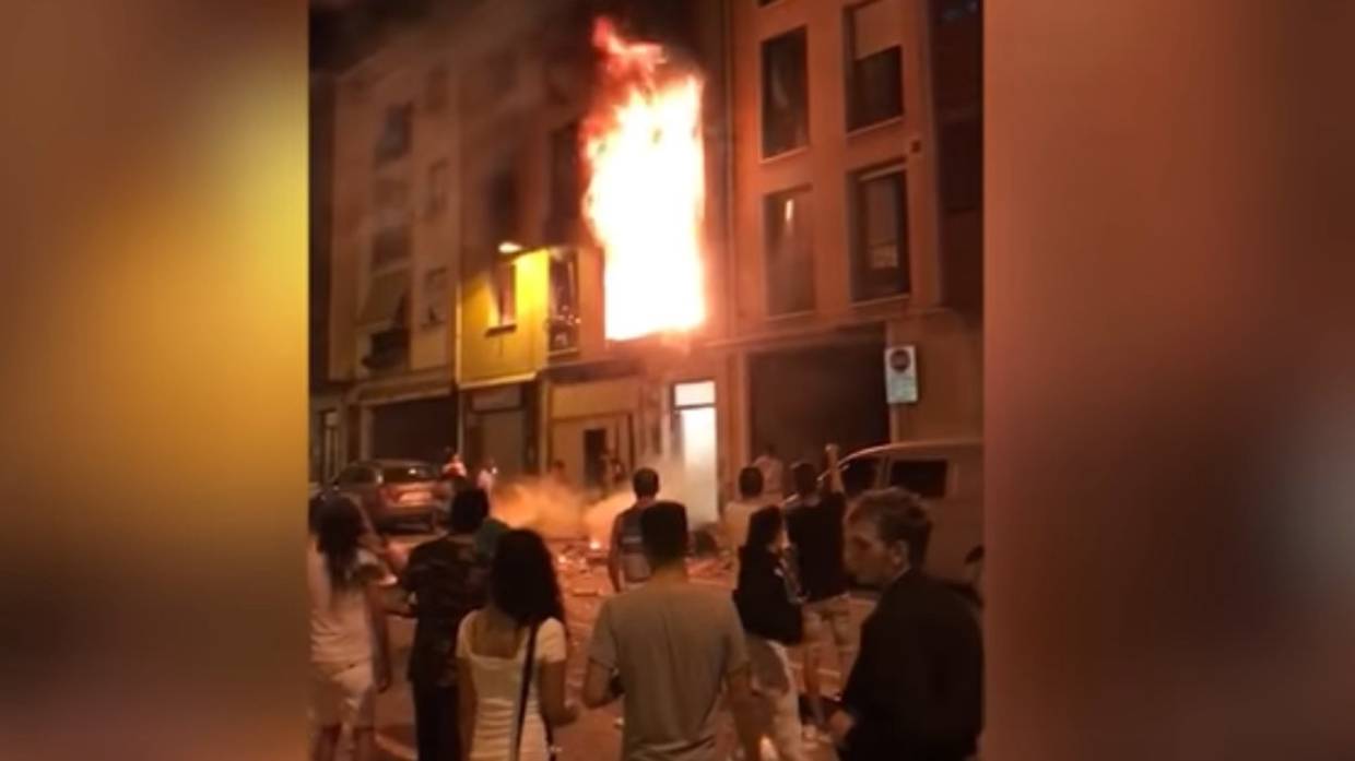 Captura de pantalla de la grabación del incendio tras la explosión