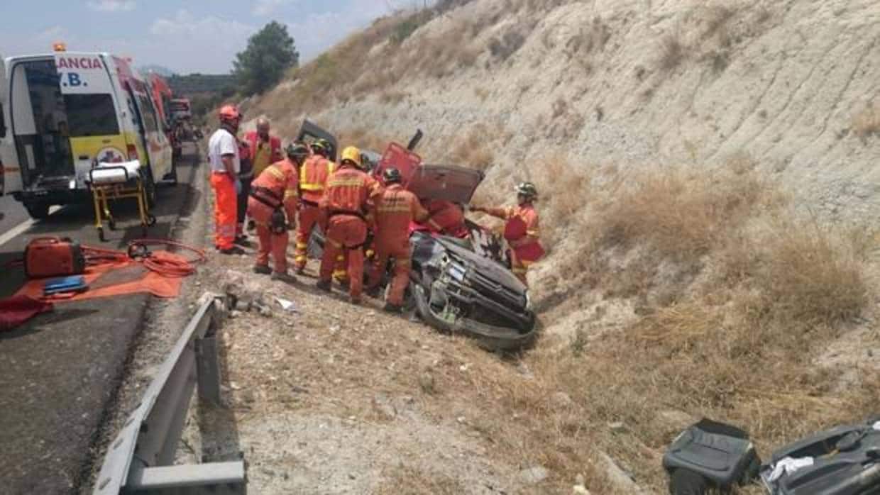 Imagen del accidente de este miércoles en la carretera de Moixent