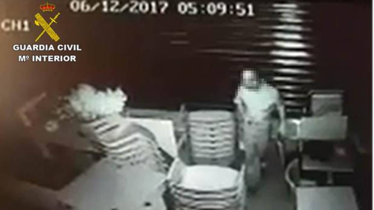 Imagen del ladrón dentro de una de las viviendas captada por una cámara de seguridad
