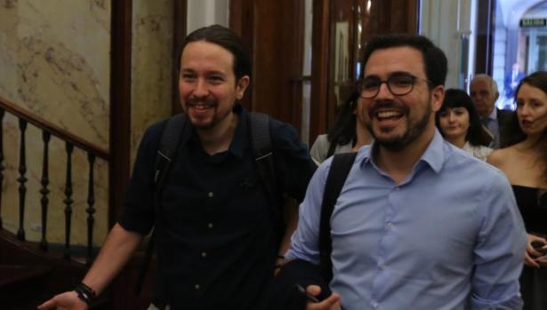 Pablo Iglesias y Alberto Garzón en el Congreso de los Diputados