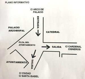 Plano del dispositivo de entrada y salida a la plaza del Ayuntamiento