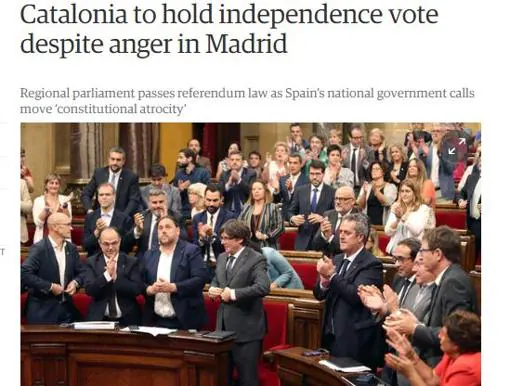 La prensa internacional recalca que la aprobación de la ley del referéndum catalán se hizo en contra del Gobierno