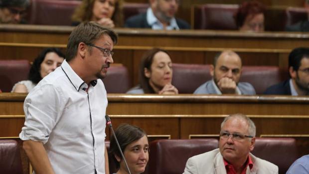 El portavoz de En Comù Podem en el Congreso, Xavier Domènech, este miércoles en la Cámara Baja