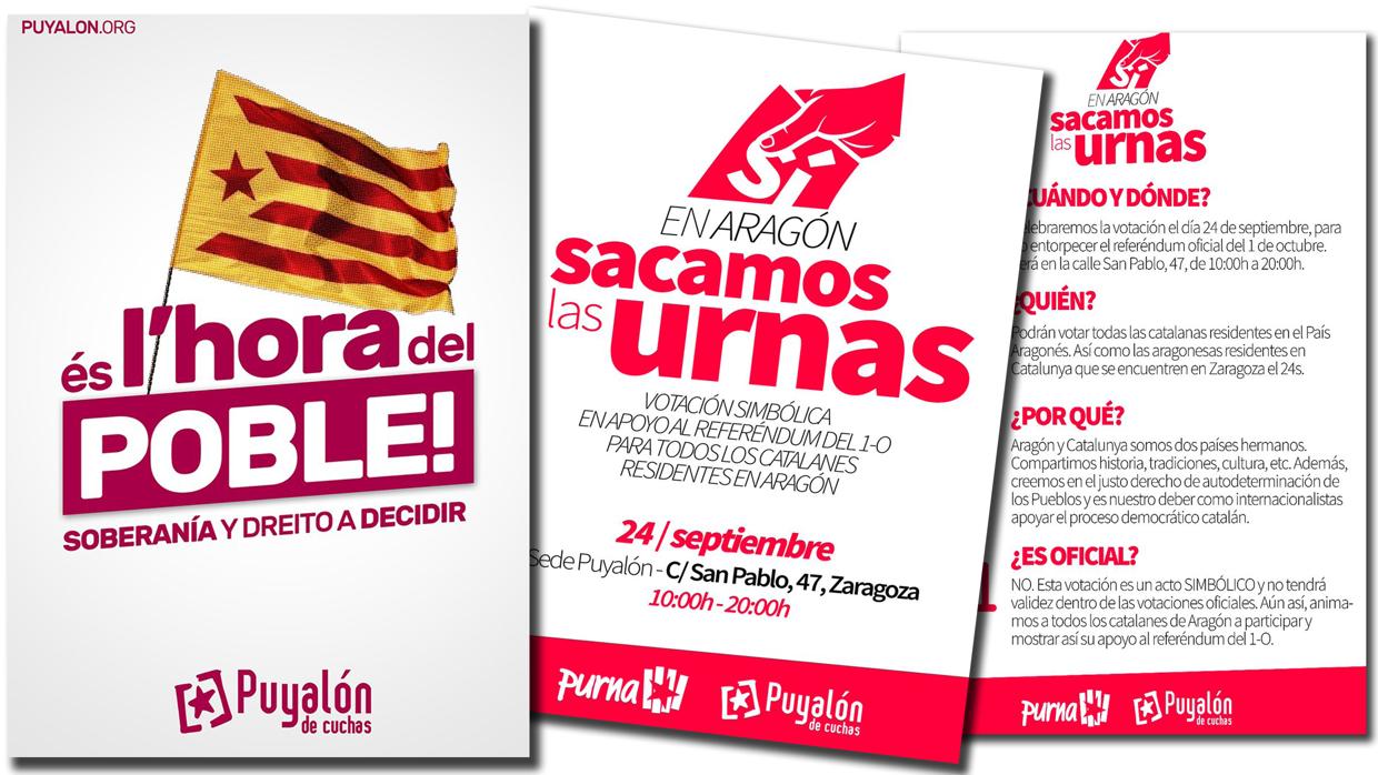 Panfletos del partido independentista que forma parte de ZEC, que lidera el alcalde Pedro Santisteve