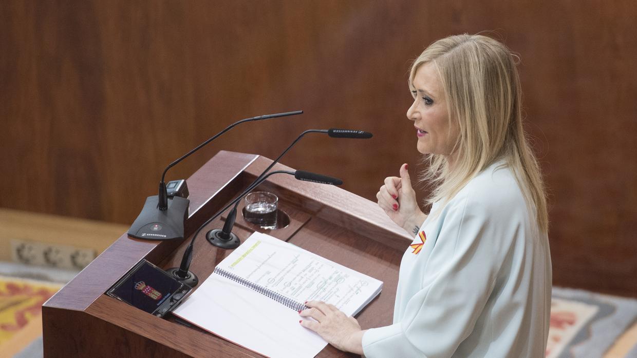 Cristina Cifuentes, durante su segunda jornada en el Debate del Estado de la Región