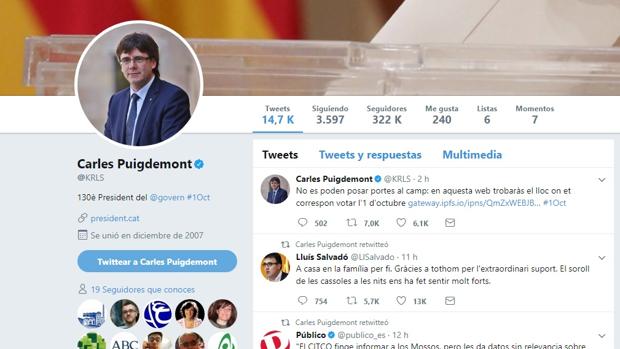 Puigdemont difunde un nuevo enlace para acceder a los puntos de votación del 1-O