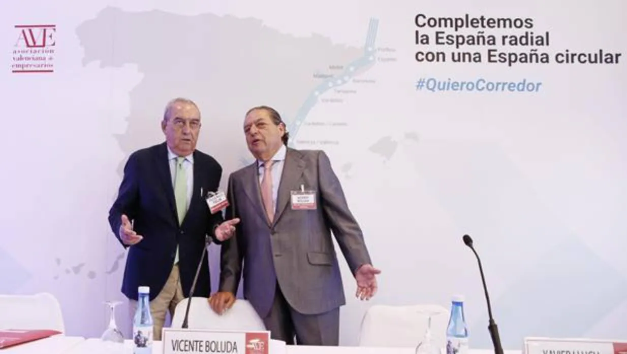 Imagen de Vicente Boluda y Federico Félix en un acto de apoyo al Corredor Mediterráneo