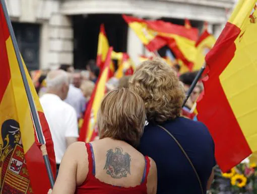 Imagen tomada en la manifestación en la plaza del Ayuntamiento de Valencia