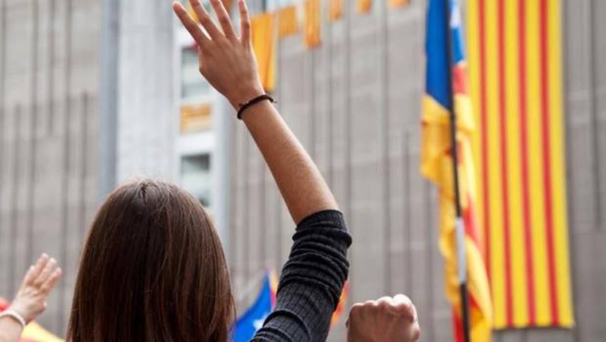 Manifestación en Barcelona durante la jornada de paro