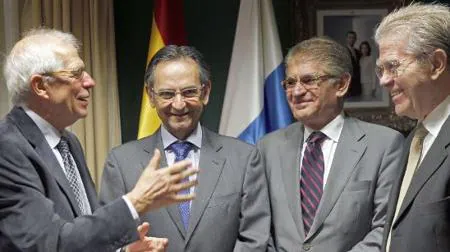 Borrell con los políticos canarios con los que tuvo discrepancias en 1989