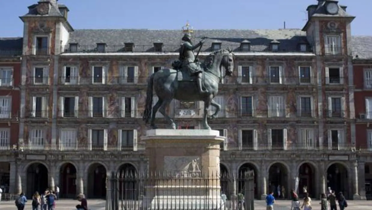 La estatua de Felipe III, en la Plaza Mayor de Madrid, qe será declarada Bien de Interés Cultural