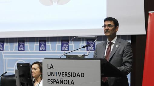 El rector de la UPV, Francisco Mora, durante su intervención en la Conferencia de Rectores CRUE, hace unos días