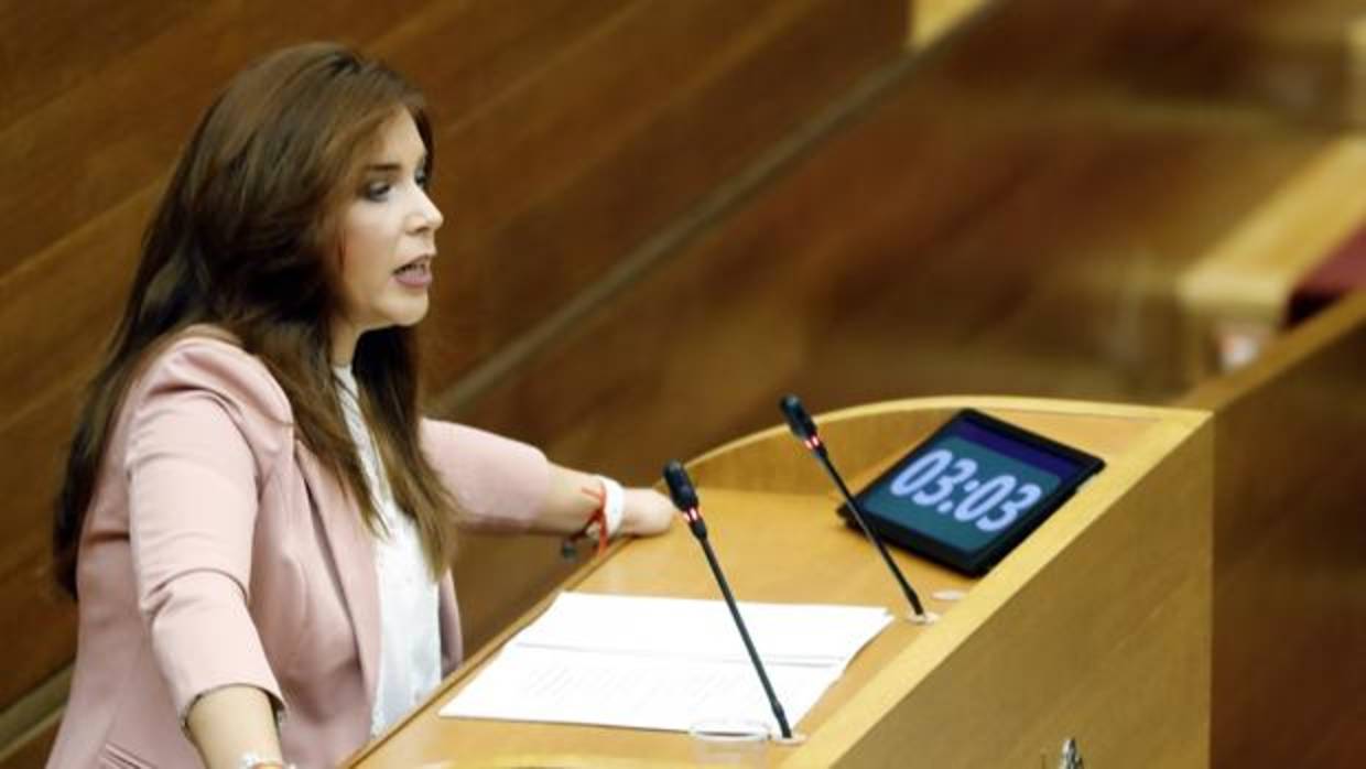 La portavoz de Ciudadanos, Mari Carmen Sánchez, durante el pleno de este jueves