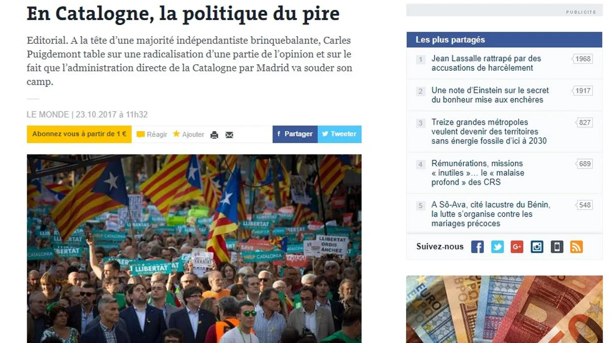 «Le Monde» acusa a TV3 de «bombardear con una propaganda independentista, simplista y mentirosa»