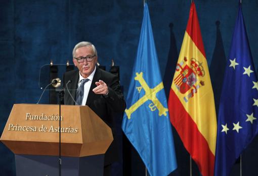 Jean-Claude Juncker, presidente de la Comisión Europea, en su discurso de los Premios Princesa de Asturias, donde las instituciones de la UE recibieron el galardón de la Concordia