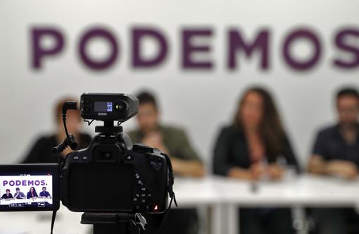 Rueda de prensa de Podemos celebrada este martes en su sede