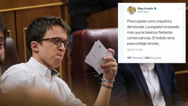 Errejón borra un «tuit» en el que pedía el indulto para Junqueras y los exconsejeros encarcelados