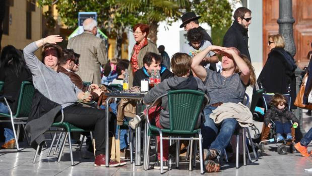 Imagen de un grupo de turistas captada en el centro de Valencia