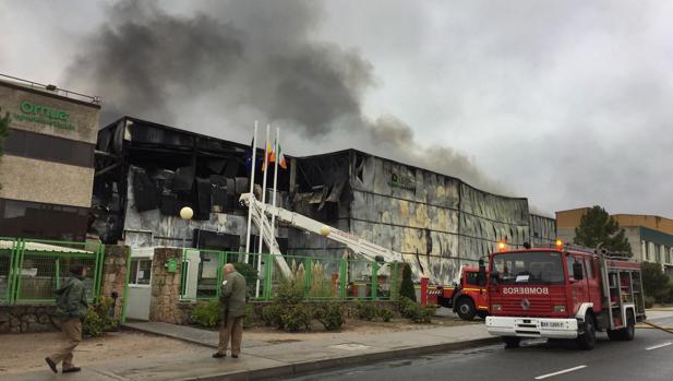 Un incendio destruye una fábrica de productos lácteos en Ávila