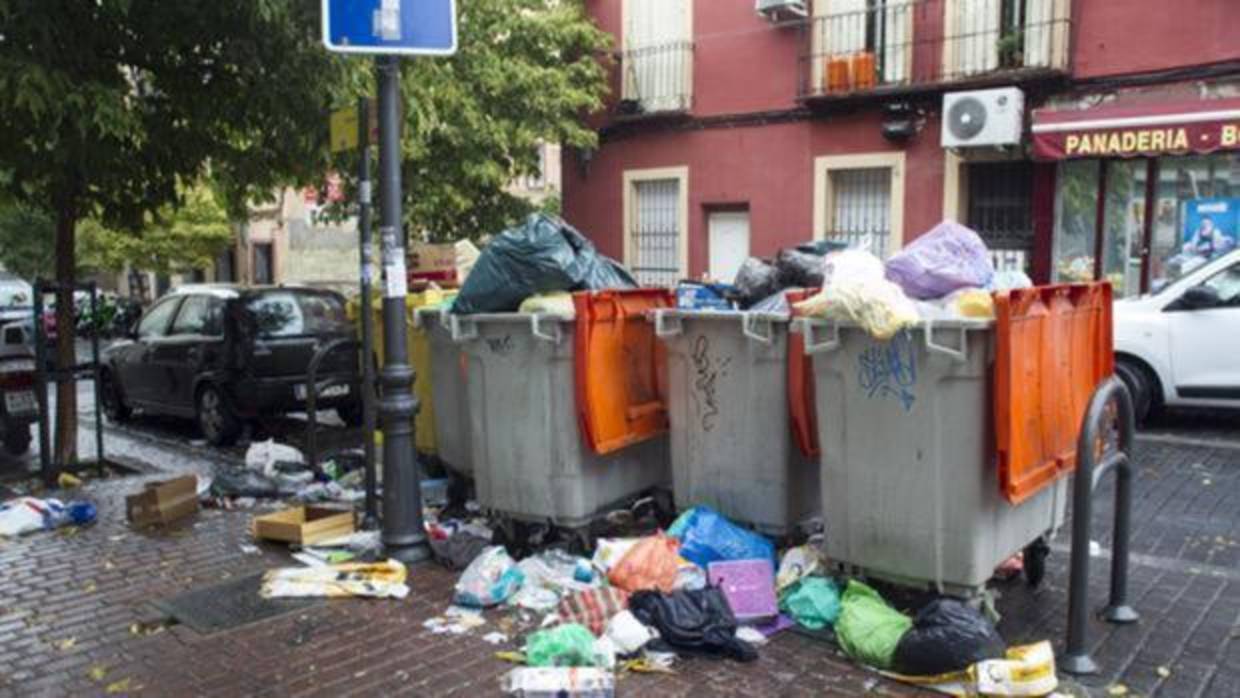 Imagen de la última huelga de basuras en Madrid