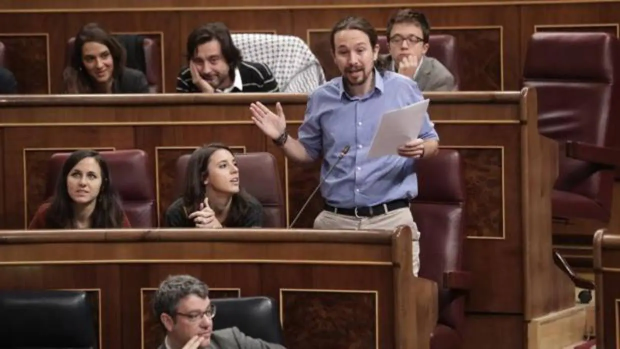 Pablo Iglesias, este miércoles en el Congreso durante la sesión de control al Gobierno
