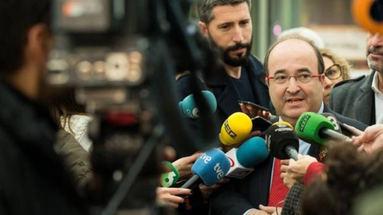 Miquel Iceta, ayer durante un acto de precampaña en Barcelona