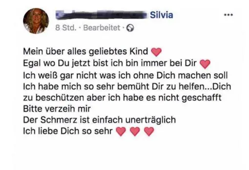 El mensaje de Silvia , la mader de Katharina, en Facebook