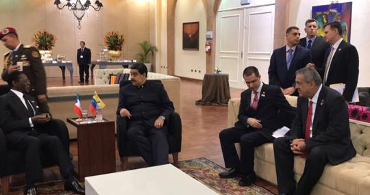 Del Pino en una reunión entre Maduro y Teodoro Obiang días antes de ser detenido