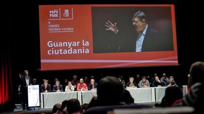 Ximo Puig, durnate su intervención en el congreso provincial del PSPV-PSOE en Valencia, este sábado