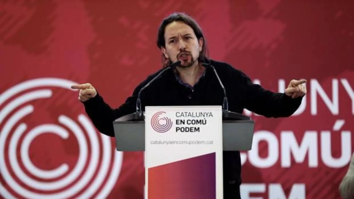 Pablo Iglesias en un acto público reciente en la campaña de las elecciones catalanas
