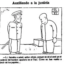 Viñeta del diario toledano «El Castellano» alusiva a la falta de datos relevantes sobre la identidad de los cadáveres