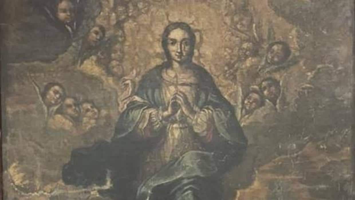 Detalle de la Inmaculada, el cuadro que todavía no ha sido devuelto al monasterio de Sijena