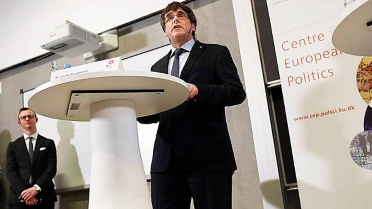 Puigdemont en la Universidad de Copenhague