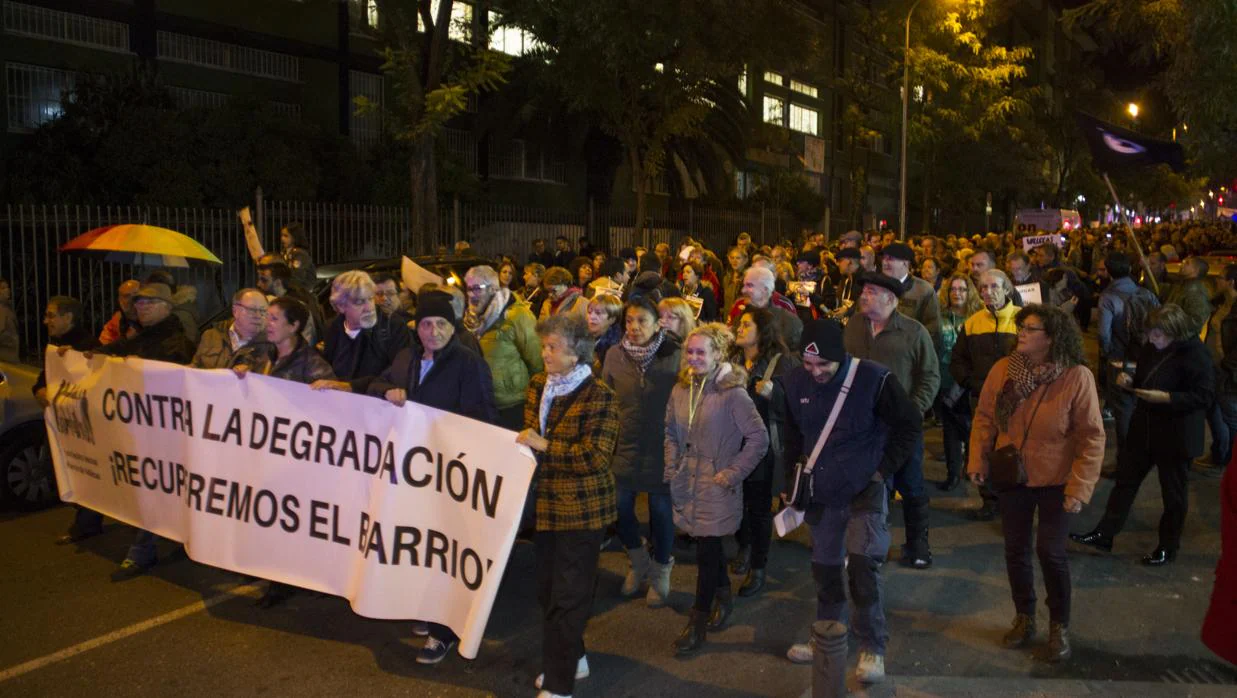 Manifestación de vecinos de Vallecas contra la droga y la prostitución